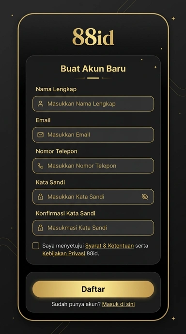 Tampilan halaman daftar 88id