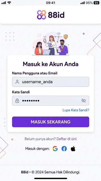Tampilan halaman login 88id