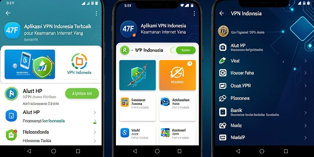 Antarmuka aplikasi 47F yang sederhana dan fungsional untuk VPN Indonesia.