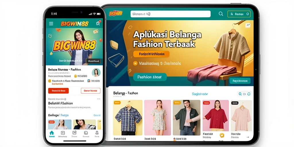 Tampilan antarmuka aplikasi BIGWIN88 dengan berbagai produk fashion.