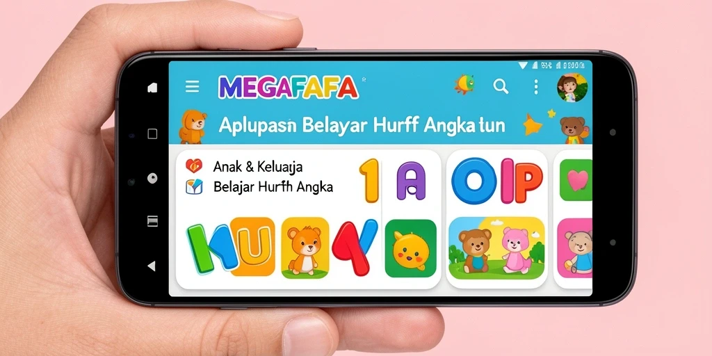 Antarmuka MEGAFAFA yang cerah dan menarik untuk belajar.