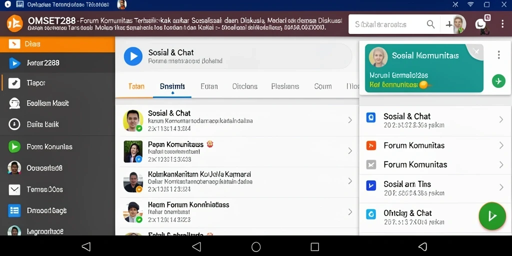 Tampilan antarmuka menarik aplikasi Forum Komunitas OMSET288.